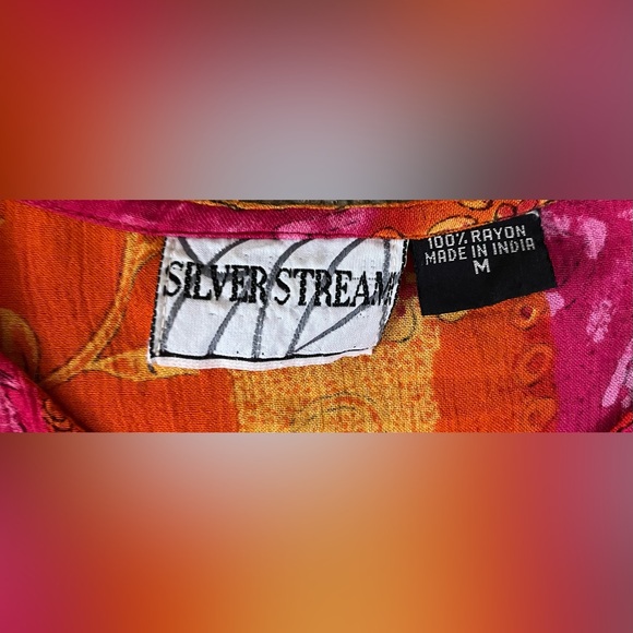 90’s Boho Vibrant Pink and Orange Sleeveless Dress size M - Picture 9 of 9